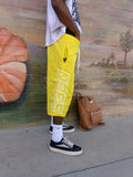 Yellow Nylon Capri Shorts